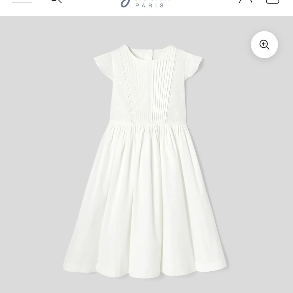 Jacadi White Pleated Kids Dress